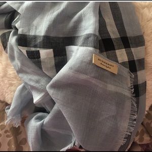 Burberry Giant Check Print Wool & Silk Scarf